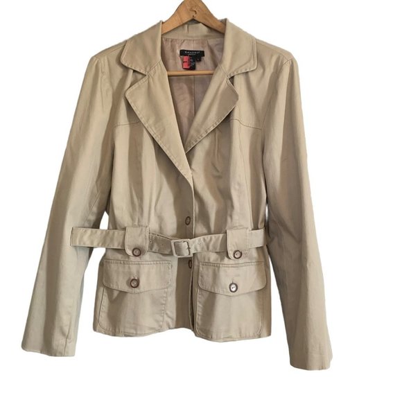 SANDRO Sportwear Jackets & Blazers - SANDRO Sportwear Large cropped trench coat belted blazer